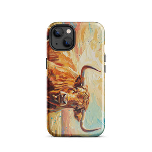 The Tractor Mugs Store iPhone 13 English Longhorn Cow Splash Art | Tough Case for iPhone® Quality Farmers Merch