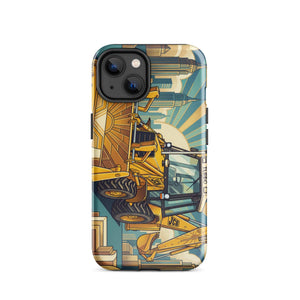 The Tractor Mugs Store iPhone 14 JCB 3CX TURBO | Art Deco Tough Case for iPhone® Quality Farmers Merch