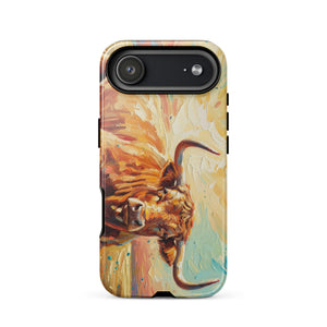 The Tractor Mugs Store iPhone 17 Air English Longhorn Cow Splash Art | Tough Case for iPhone® Quality Farmers Merch