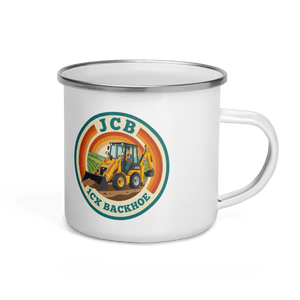 The Tractor Mugs Store JCB 1CX Backhoe | Enamel Mug Quality Farmers Merch