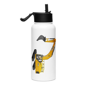 The Tractor Mugs Store JCB 370 LC | Stainless steel water bottle with a straw lid Quality Farmers Merch