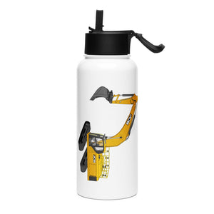 The Tractor Mugs Store JCB 370 LC | Stainless steel water bottle with a straw lid Quality Farmers Merch