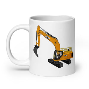 The Tractor Mugs Store JCB 370 LC | White glossy mug Quality Farmers Merch