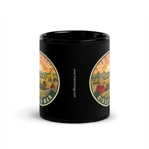 The Tractor Mugs Store JCB 3C Old School Diggerman | Black Glossy Mug Quality Farmers Merch