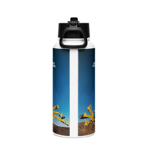 The Tractor Mugs Store JCB 3CX Sitemaster Advert (1988) | Stainless steel water bottle with a straw lid Quality Farmers Merch
