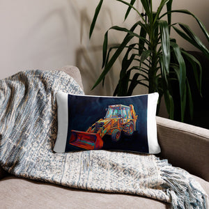The Tractor Mugs Store JCB 3CX White Cabin | Splash Art Pillow Case Quality Farmers Merch