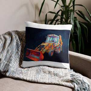 The Tractor Mugs Store JCB 3CX White Cabin | Splash Art Pillow Case Quality Farmers Merch