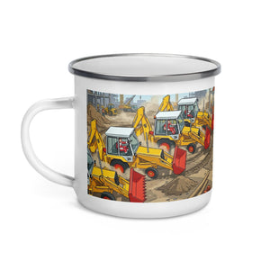 The Tractor Mugs Store JCB Dancing Diggers 80's | Enamel Mug Quality Farmers Merch