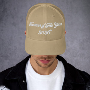 The Tractor Mugs Store Khaki Farmer of The Year 2026 | Retro 70's Trucker Cap Quality Farmers Merch