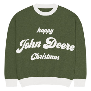 The Tractor Mugs Store L Happy John Deere Christmas Jumper | Relaxed fit knitted crew neck sweater Quality Farmers Merch