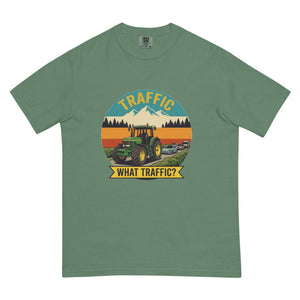 The Tractor Mugs Store Light Green / S John Deere 7810 TRAFFIC WHAT TRAFFIC? Outdoor | Unisex Premium T-shirt Quality Farmers Merch