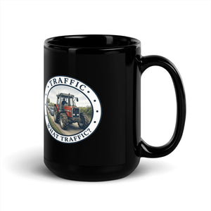The Tractor Mugs Store Massey Ferguson 3075 TRAFFIC WHAT TRAFFIC? Engraving | Black Mug Quality Farmers Merch