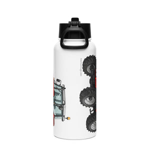 The Tractor Mugs Store Massey Ferguson 4255 | Stainless Steel Water Bottle with a straw lid Quality Farmers Merch