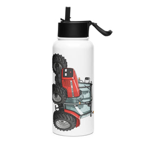 The Tractor Mugs Store Massey Ferguson 4255 | Stainless Steel Water Bottle with a straw lid Quality Farmers Merch