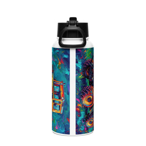The Tractor Mugs Store MB TRAC 1100 | Splash Art  Stainless steel water bottle with a straw lid Quality Farmers Merch