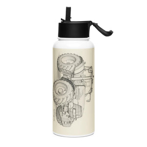 The Tractor Mugs Store McCormick MTX 200 Pencil Sketch | Stainless steel water bottle with a straw lid Quality Farmers Merch