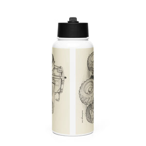 The Tractor Mugs Store McCormick MTX 200 Pencil Sketch | Stainless steel water bottle with a straw lid Quality Farmers Merch