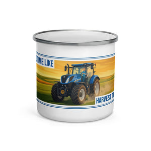 The Tractor Mugs Store New Holland T7.225 NO TIME LIKE HARVEST TIME! | Enamel Mug Quality Farmers Merch