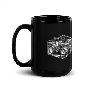 The Tractor Mugs Store New Holland TM 135 OLD SCHOOL NEW HOLLAND Moose | Black Mug Quality Farmers Merch