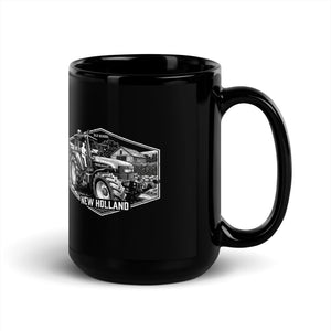 The Tractor Mugs Store New Holland TM 135 OLD SCHOOL NEW HOLLAND Moose | Black Mug Quality Farmers Merch