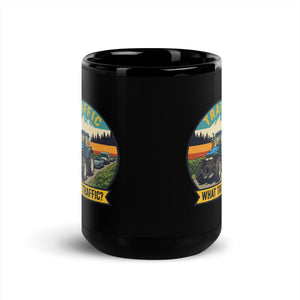 The Tractor Mugs Store New Holland TM 135 TRAFFIC WHAT TRAFFIC? Outdoor | Black Mug Quality Farmers Merch