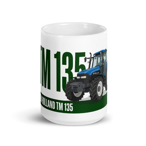 The Tractor Mugs Store New Holland TM 135 | White Glossy Mug Quality Farmers Merch