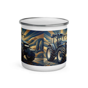 The Tractor Mugs Store New Holland TM 155  | Art Deco Enamel Mug Quality Farmers Merch