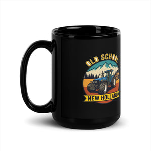 The Tractor Mugs Store New Holland TM 155 OLD SCHOOL NEW HOLLAND Outdoor | Black Mug Quality Farmers Merch