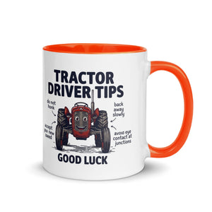 The Tractor Mugs Store Orange / 11 oz Tractor Driving Tips | Mug with Color Inside Quality Farmers Merch