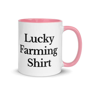 The Tractor Mugs Store Pink / 11 oz LUCKY FARMING SHIRT | Mug with Color Inside Quality Farmers Merch