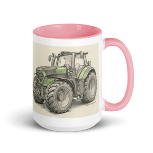 The Tractor Mugs Store Pink / 15 oz Deutz-Fahr 9340 Pencil Sketch | Mug with Color Inside Quality Farmers Merch