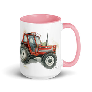 The Tractor Mugs Store Pink / 15 oz FIAT 90-90 DT Watercolor | Mug with Color Inside Quality Farmers Merch