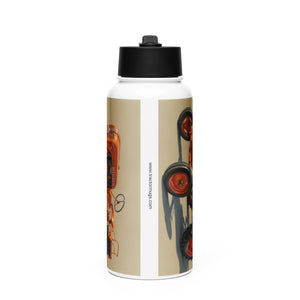 The Tractor Mugs Store Porsche Diesel A111 Oil Painting | Stainless steel water bottle with a straw lid Quality Farmers Merch