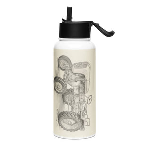 The Tractor Mugs Store Porsche Diesel A111 Pencil Sketch | Stainless steel water bottle with a straw lid Quality Farmers Merch