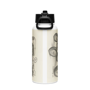 The Tractor Mugs Store Porsche Diesel A111 Pencil Sketch | Stainless steel water bottle with a straw lid Quality Farmers Merch