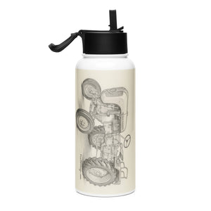 The Tractor Mugs Store Porsche Diesel A111 Pencil Sketch | Stainless steel water bottle with a straw lid Quality Farmers Merch