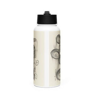 The Tractor Mugs Store Porsche Diesel A111 Pencil Sketch | Stainless steel water bottle with a straw lid Quality Farmers Merch