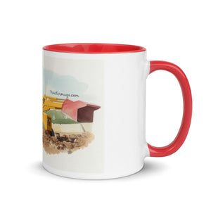 The Tractor Mugs Store Red / 11 oz JCB 3C II Watercolor | Mug with Colour Inside Quality Farmers Merch