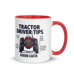 The Tractor Mugs Store Red / 11 oz Tractor Driving Tips | Mug with Color Inside Quality Farmers Merch