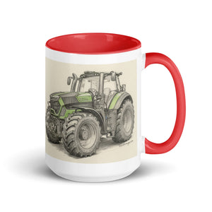 The Tractor Mugs Store Red / 15 oz Deutz-Fahr 9340 Pencil Sketch | Mug with Color Inside Quality Farmers Merch