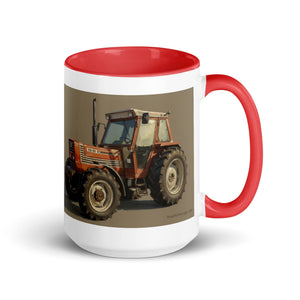 The Tractor Mugs Store Red / 15 oz FIAT 110-90 DT Oil Painting | Mug with Color Inside Quality Farmers Merch