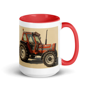 The Tractor Mugs Store Red / 15 oz FIAT 90-90 DT Oil Painting | Mug with Color Inside Quality Farmers Merch