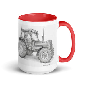 The Tractor Mugs Store Red / 15 oz FIAT 90-90 DT Pencil Sketch | Mug with Color Inside Quality Farmers Merch