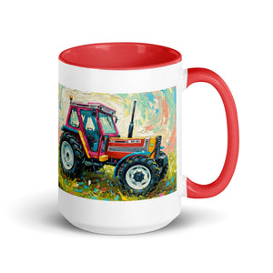 The Tractor Mugs Store Red / 15 oz FIAT 90-90 DT Splash Art | Mug with Color Inside Quality Farmers Merch