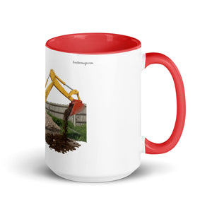 The Tractor Mugs Store Red / 15 oz JCB 3 Working Oil Painting | Mug with Colour Inside Quality Farmers Merch