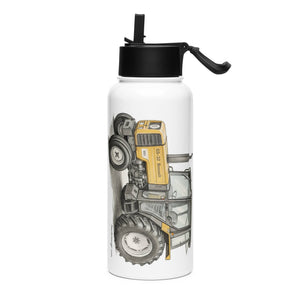 The Tractor Mugs Store Renault 65-32 MX Pencil Sketch | Stainless steel water bottle with a straw lid Quality Farmers Merch