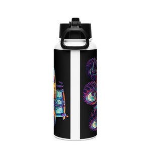 The Tractor Mugs Store Renault Atles 926 | Splash Art Stainless steel water bottle with a straw lid Quality Farmers Merch