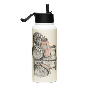 The Tractor Mugs Store SAME Dorado Natural 70 (Stage V) Pencil Sketch | Stainless steel water bottle with a straw lid Quality Farmers Merch