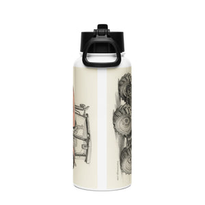 The Tractor Mugs Store SAME Dorado Natural 70 (Stage V) Pencil Sketch | Stainless steel water bottle with a straw lid Quality Farmers Merch