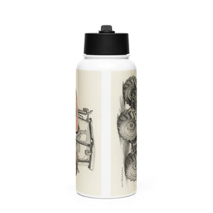 The Tractor Mugs Store SAME Dorado Natural 70 (Stage V) Pencil Sketch | Stainless steel water bottle with a straw lid Quality Farmers Merch